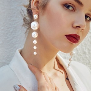 Big Simulated Pearl Long Pearl Earring Earring Pendant European Style Earrings For Wedding Party