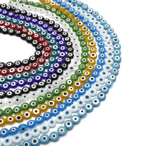 Fashion glass loose jewelry bracelet accessories evil eye flat beads