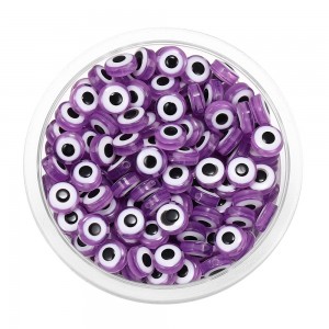 Handmade DIY flat round mixed color evil eye resin beads wholesale for jewelry making