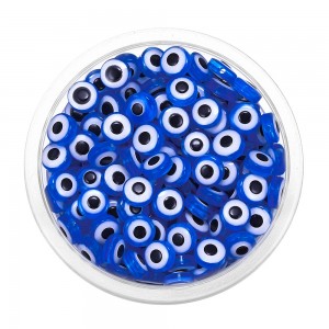 Handmade DIY flat round mixed color evil eye resin beads wholesale for jewelry making